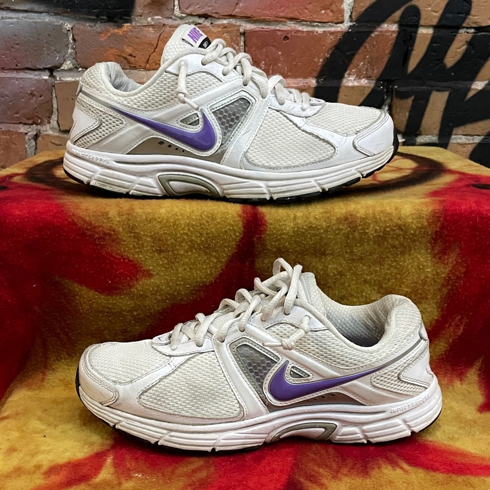NIKE-women’s 'White Purple' DART 9 lace-up running sneaker shoes